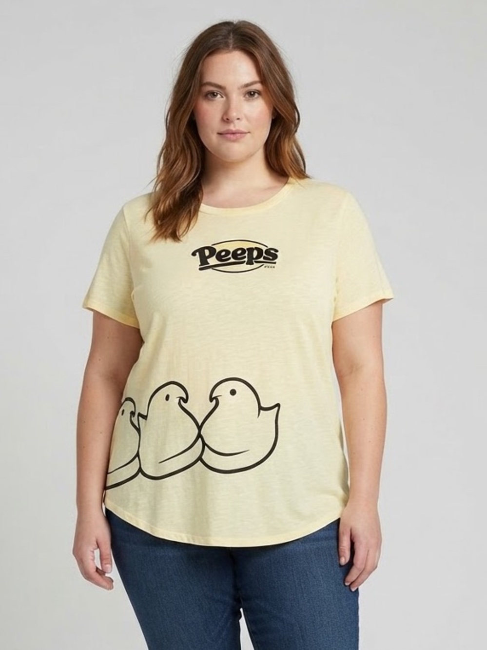 PEEPS Graphic Short Sleeve Tee XXXL Fits L/XL 23” p2p Pale Yellow EUC